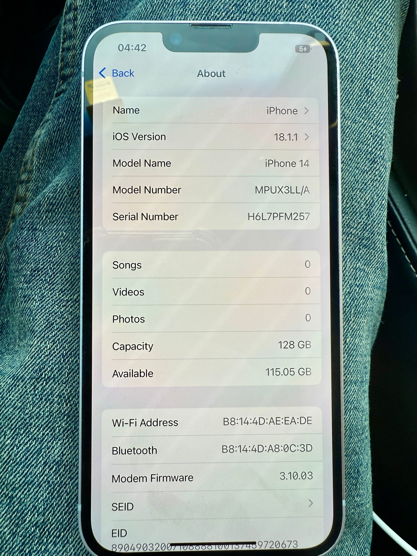 Iphone 14 128 GB Used - Purple Color Battery Health 100%
