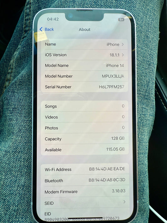 Iphone 14 128 GB Used - Purple Color Battery Health 100%